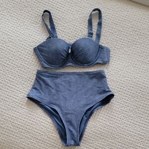 aerie High-Waist Bikini Bottoms in Faded Blue